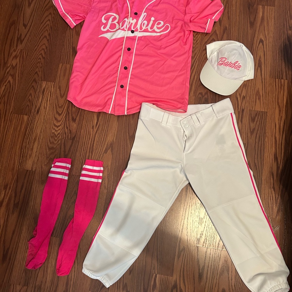 Women’s Baseball Barbie Pink and White Outfit Halloween costume
